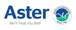 Aster DM Healthcare logo with the tagline 'We'll Treat You Well' and the establishment year 'Since 1987.